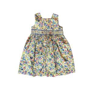 Blueberi Blvd Sleeveless Floral Waist Stitching Dress Sz 5-6 Yellow Green Blue